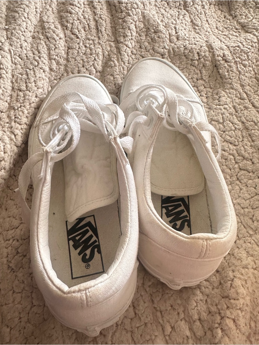 Vans Kids White Canvas Low-Top Sneakers